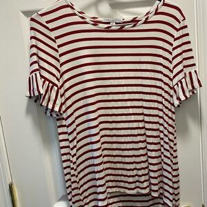 Red and white strip tee